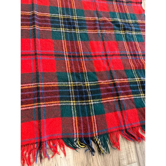 Vtg All Wool Glentana Scotland Plaid Fringed Throw Blanket Sofa Cabin core - Picture 7 of 9